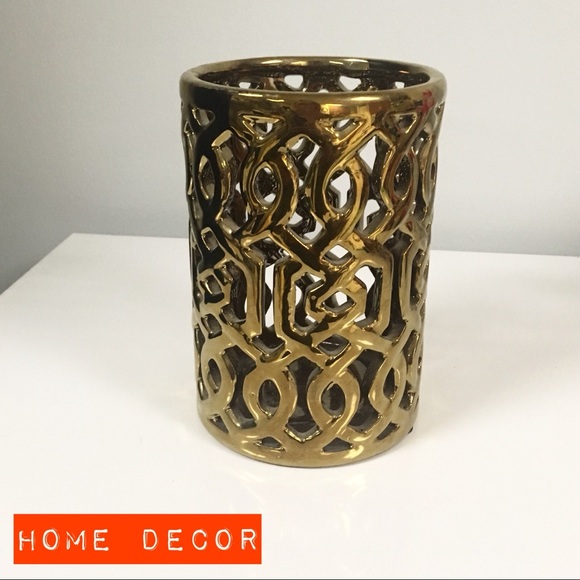 Gold Accent Candle Or Pencil Holder Vase